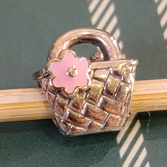Chamilia Jewelry - 🌸Authentic CHAMILIA Beach Basket 925 Sterling w/Pink Enamel Flower fits Pandora